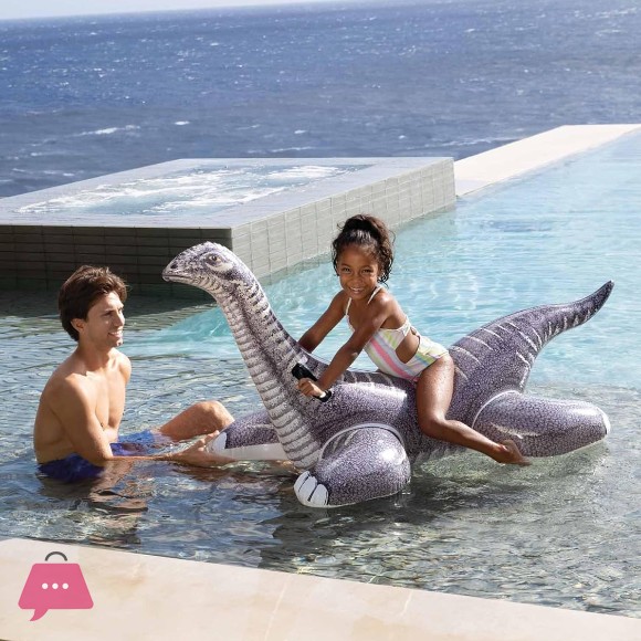 Intex Ride-On Realistic Design Brontosaurus Inflatable Float Wide Base for Stability, Gripping Handles 70 x 37 Inch - 57584