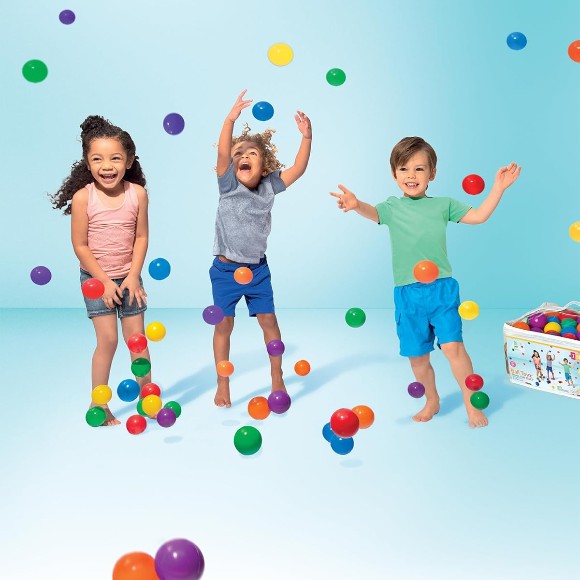 Intex Set of 100 Coloured Plastic Balls Diameter - 6.5CM - 49602