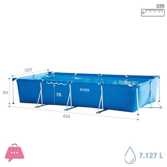 INTEX Small Frame Rectangular Pool 14.7 x 7.2 x 33 inch With Water Filter Pump - 28274