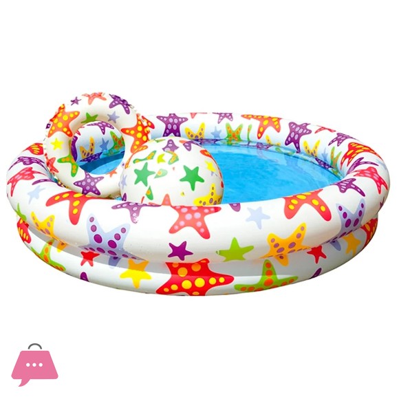 Intex Stars Pool Set with Beach Ball and Swim Ring - Age 3+ - 59460