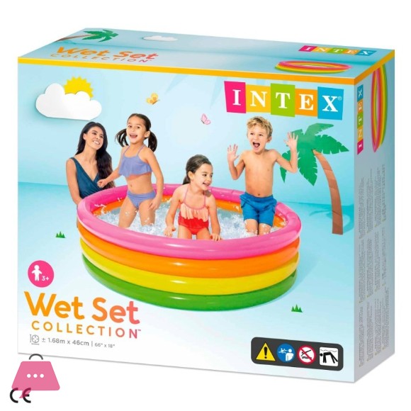 Intex Sunset Glow Four-Ring Pool - 5.5 Feet x 18 Inch - Age 3+ - 56441