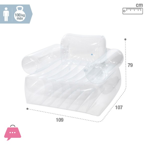 INTEX Transparent Inflatable Armchair with Arms 109x107x79 cm - 66502