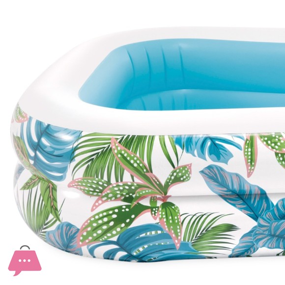 INTEX Tropical Inflatable Pool with Leaf Print and Drain Plug - 57177