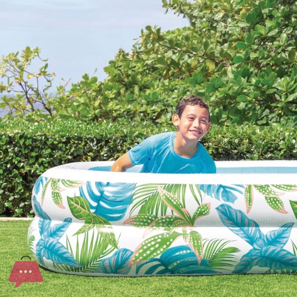 INTEX Tropical Inflatable Pool with Leaf Print and Drain Plug - 57177