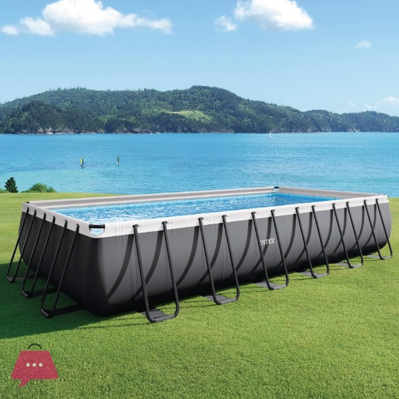 INTEX Ultra XTR Frame Rectangular Pool Set With Sand Filter Pump 24 ft x 12 ft x 52 Inch - 26364