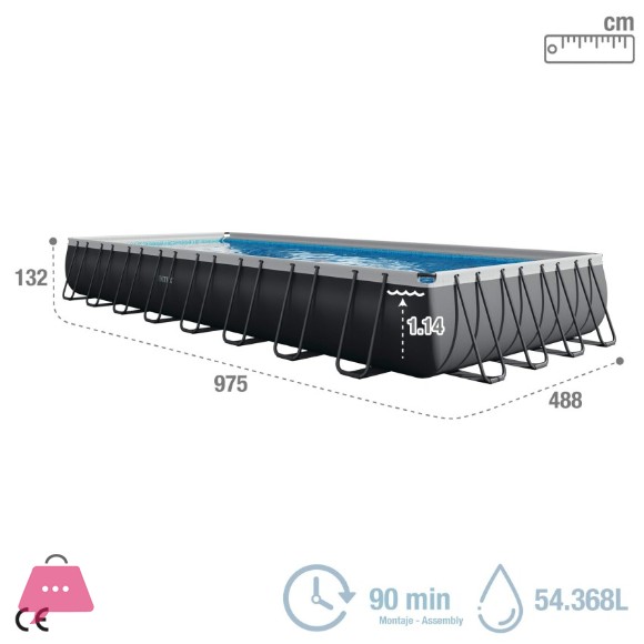 INTEX Ultra XTR Rectangular Pool Set with Sand Filter Pump Ladder & Ground Cloth Pool Cover 32ft X 16ft X 52in - 26374