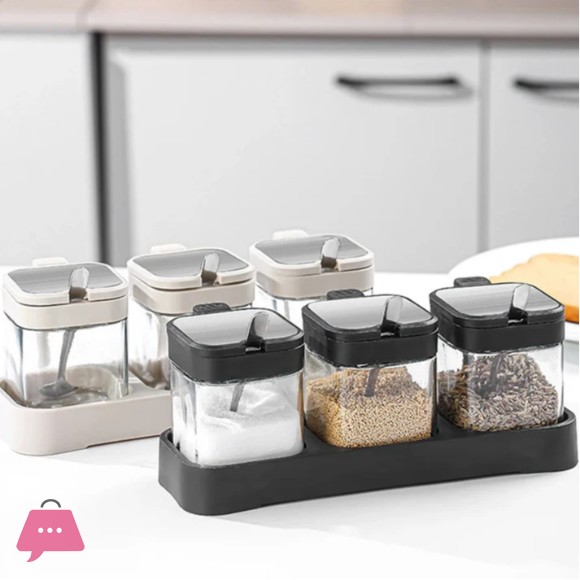 Spice and Sugar Jar with Spoon 3pcs