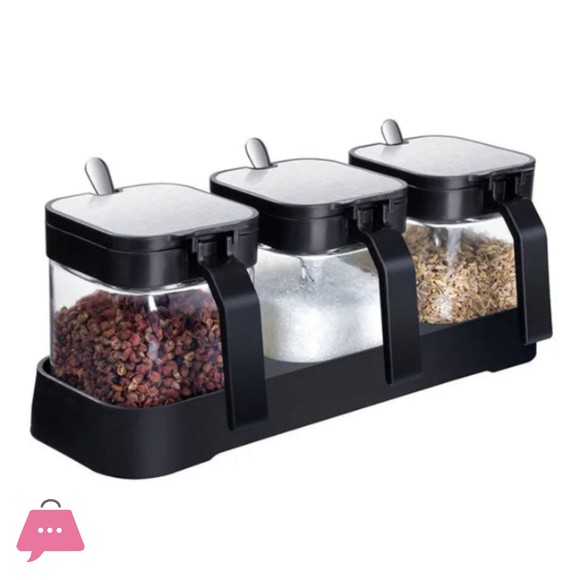 Spice and Sugar Jar with Spoon 3pcs