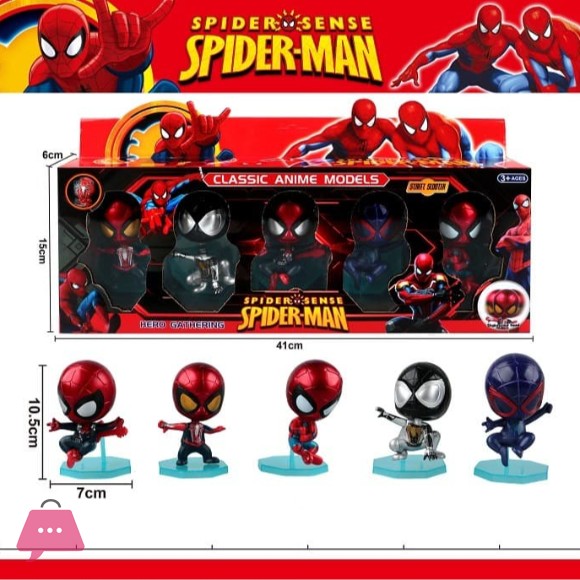 Spider-Sense Spider-Man Classic Anime Model Toy 5Pcs Shaking Head