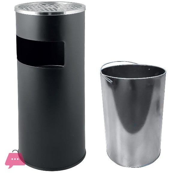 Stainless Steel Ashtray Bin Dusbin Recycle Bin Black