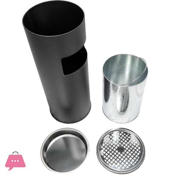 Stainless Steel Ashtray Bin Dusbin Recycle Bin Black