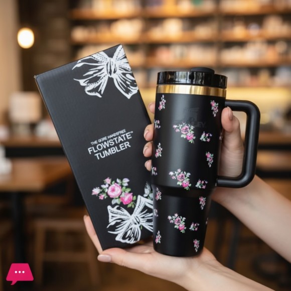 Flowstate Floral Tumbler with Straw Stopper 40Oz