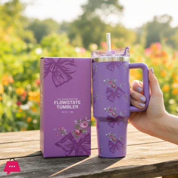 Flowstate Floral Tumbler with Straw Stopper 40Oz