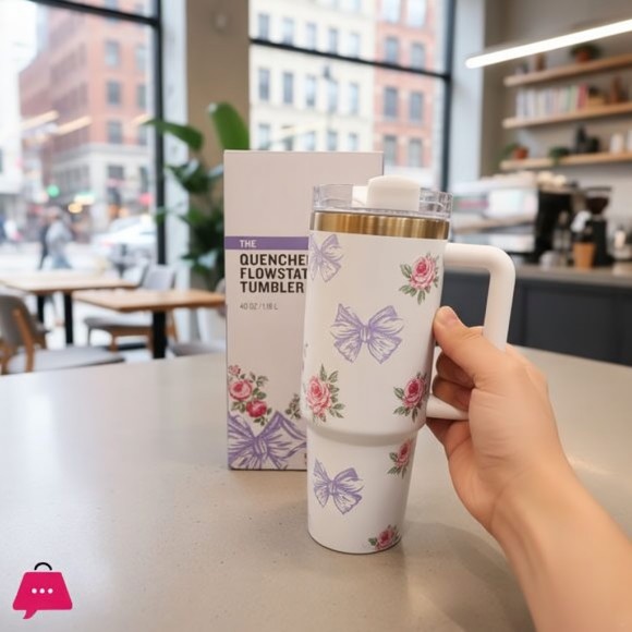 Flowstate Floral Tumbler with Straw Stopper 40Oz