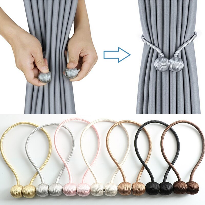 Deluxe Magnetic Curtain Tiebacks with Unique Wooden Balls (1 Pair)
