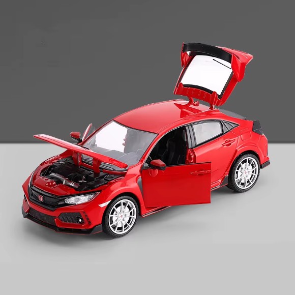 1:24 HONDA CIVIC TYPE R Alloy Sports Car Model Diecast Toy Racing Car Model Sound and Light