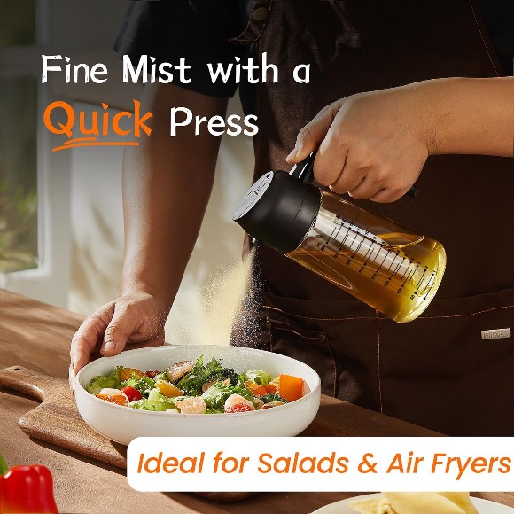 16oz/470ml Glass Oil Sprayer for Cooking – 2 in 1 Oil Bottle