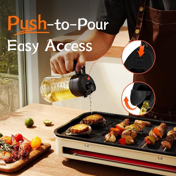 16oz/470ml Glass Oil Sprayer for Cooking – 2 in 1 Oil Bottle