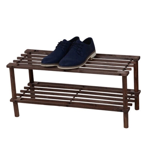 2 Tier Bamboo Shoe Rack 63cm