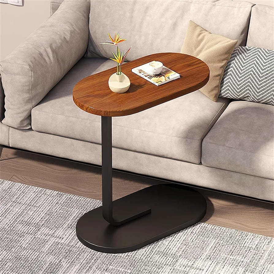 TWS Small Oval Sofa Side Table,C-Shaped Table