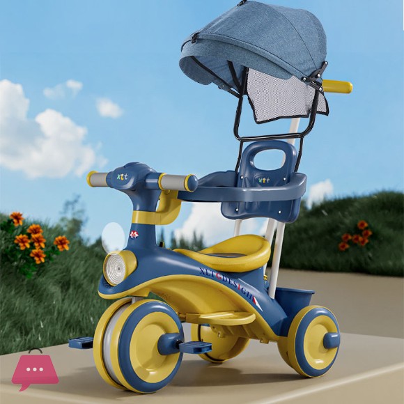 3-Wheel Music Tricycle for Kids Baby Pedal Trike with 4-in-1 Function Made of Durable Plastic
