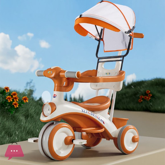 3-Wheel Music Tricycle for Kids Baby Pedal Trike with 4-in-1 Function Made of Durable Plastic