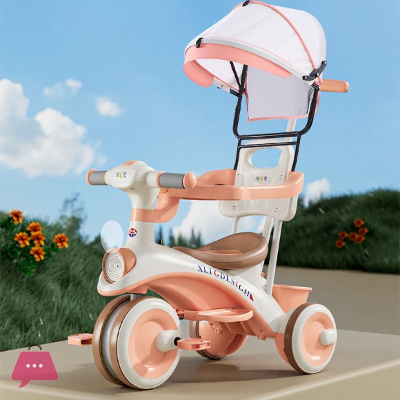 3-Wheel Music Tricycle for Kids Baby Pedal Trike with 4-in-1 Function Made of Durable Plastic
