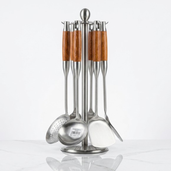 304 Stainless Steel Cooking Kitchen Utensil Cooking Spoon Set of 7