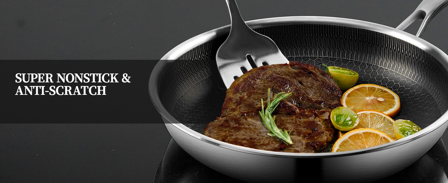 304-stainless-steel-honeycomb-laser-coated-non-stick-frying-pan-with-lid-induction-safe