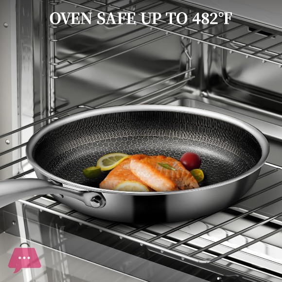 304 Stainless Steel Honeycomb Laser Coated Non-stick Frying Pan with Lid Induction Safe