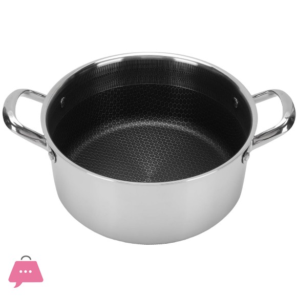 316 Honeycomb Laser Coated Stainless Steel Stockpot with Glass Lid Double 2 Handle Stock Pot Induction Safe