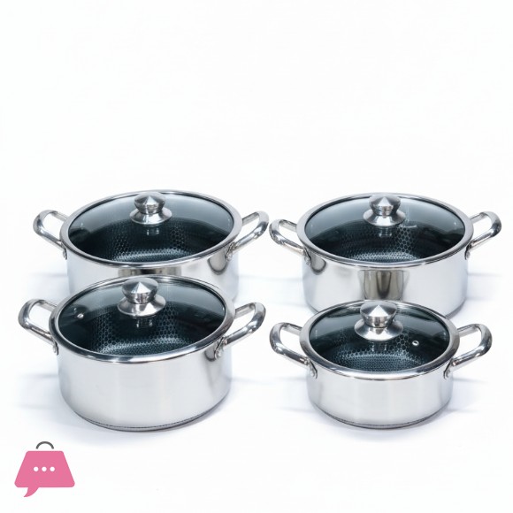 316 Honeycomb Laser Coated Stainless Steel Stockpot with Glass Lid Double 2 Handle Stock Pot Induction Safe