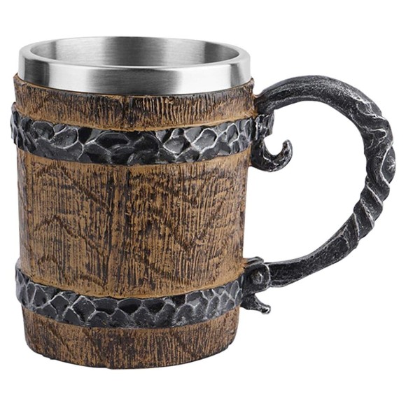 3D Coffee Mug Wooden Barrel Made of Steel and Resin