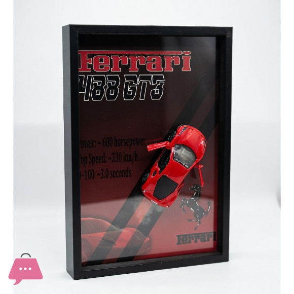 3D Sports Car Frame Wall Art Wooden Frame
