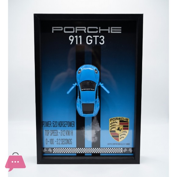 3D Sports Car Frame Wall Art Wooden Frame