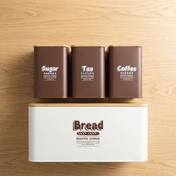 4-piece-metal-bread-box-set-with-bamboo-cutting-board-lid