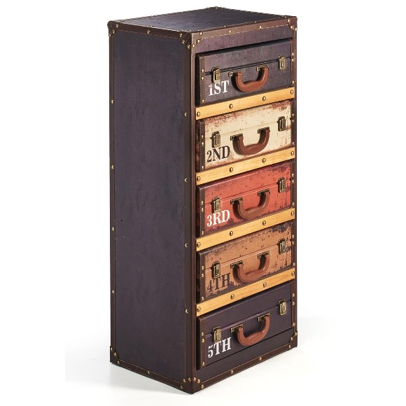 5 Compartments Suitcase Look Retro Suitcase Shelf - 41 x 30 x 64 cm