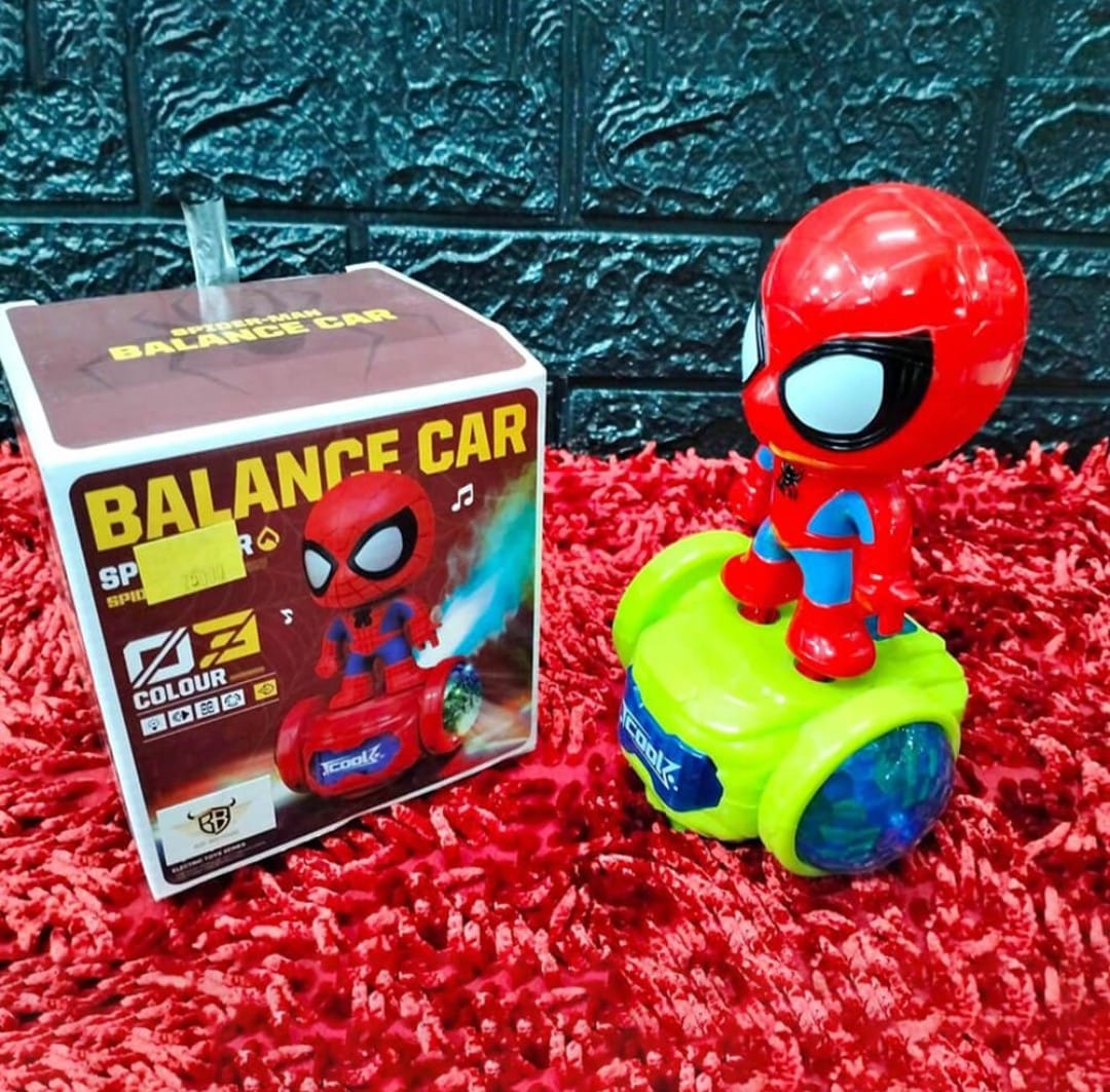 Spider Man Balance Car Spray 3D Lights Rotated Dancing figure with sound effects For Children