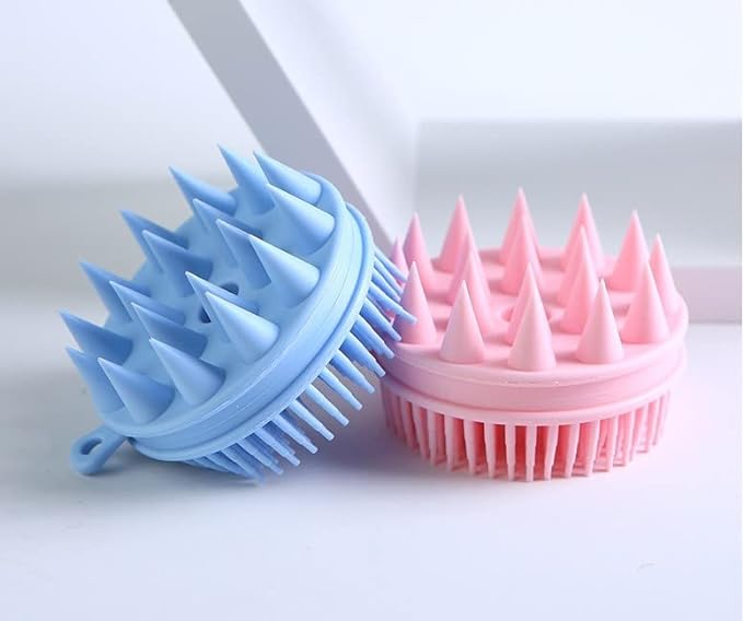 Silicone 2 in 1 Double Sided Multipurpose Shampoo Brush Body Scrubber Hair Scalp Massager