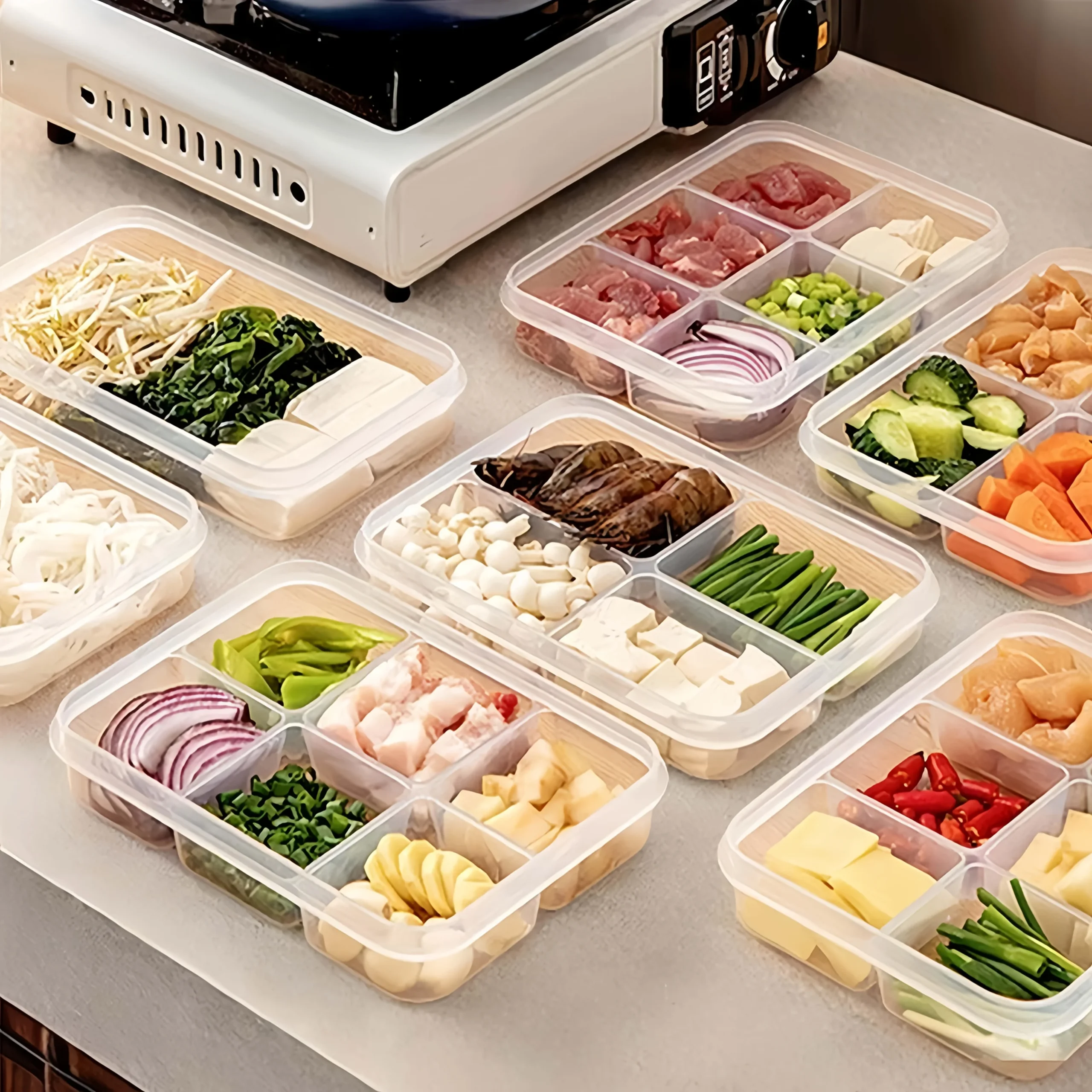 Narrow Compartment Food Storage Containers for The Fridge Designed for Frozen Meats And Suitable for Vegetables And Fruits 6 – Grid