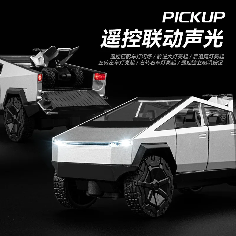 1:24 Scale Diecast Remote Control Tesla Cyber Truck With Light And Sound