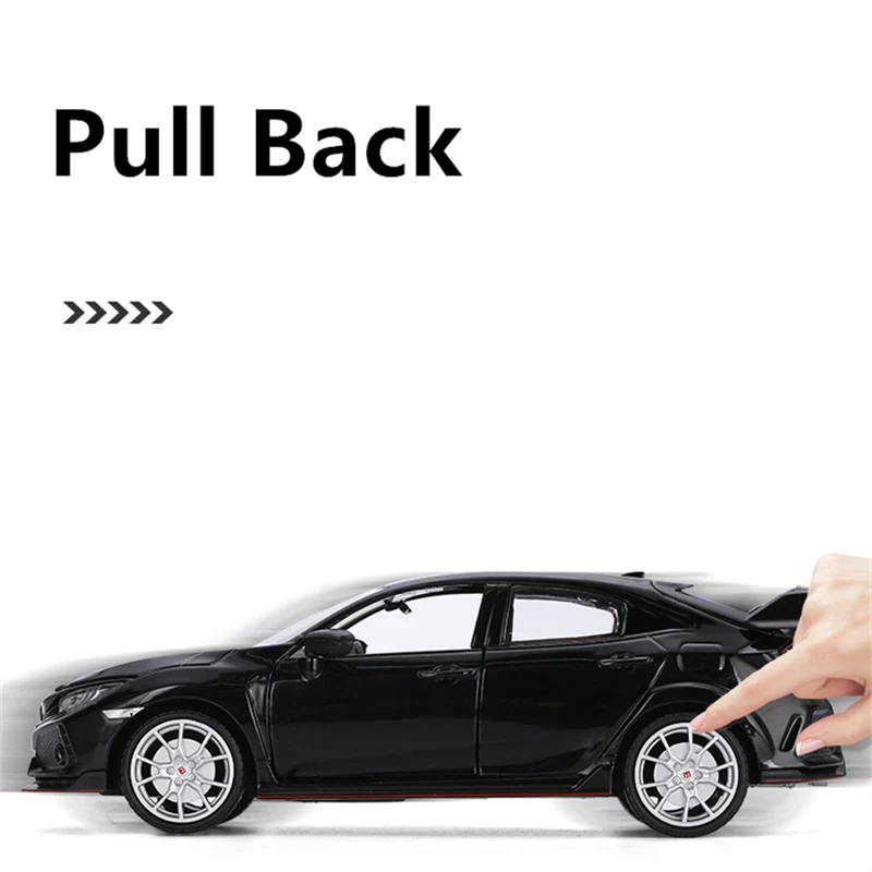 1:24 HONDA CIVIC TYPE R Alloy Sports Car Model Diecast Toy Racing Car Model Sound and Light