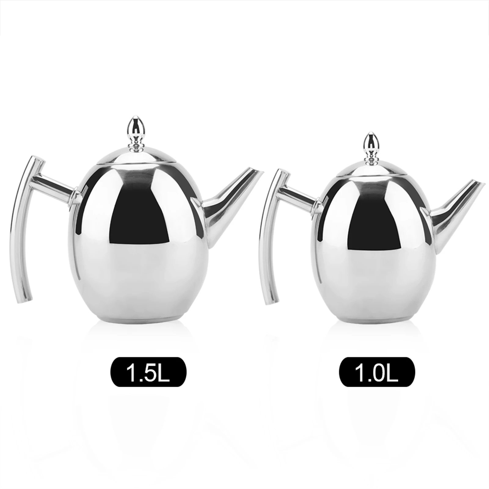 Stainless Steel Kettle Teapot Tea Coffee Water Kettle with Removable Mesh Filter 1000ml/1500ml