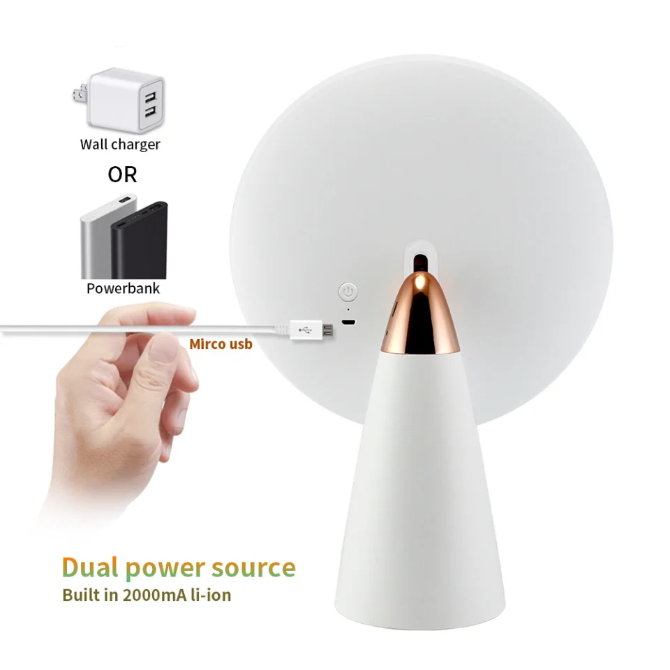 Best Lighted Makeup Mirror Touchscreen Rechargeable Led Vanity Mirror Table Round Mirror With Small Storage Drawer