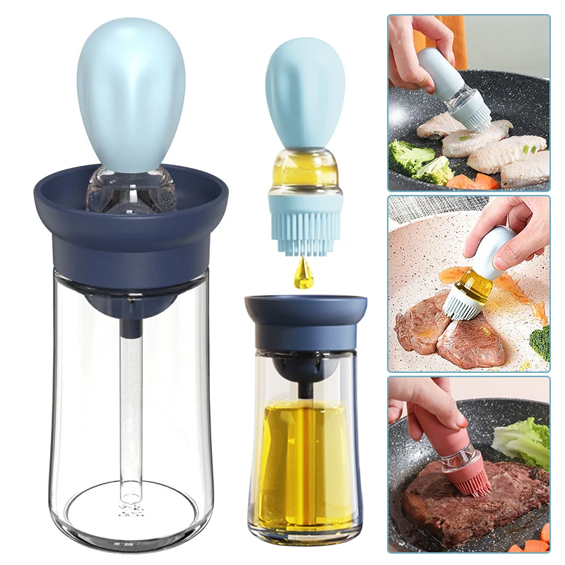 Glass Olive Oil Dispenser Bottle with Brush 2 in 1, Silicone Dropper Measuring Oil Dispenser Container
