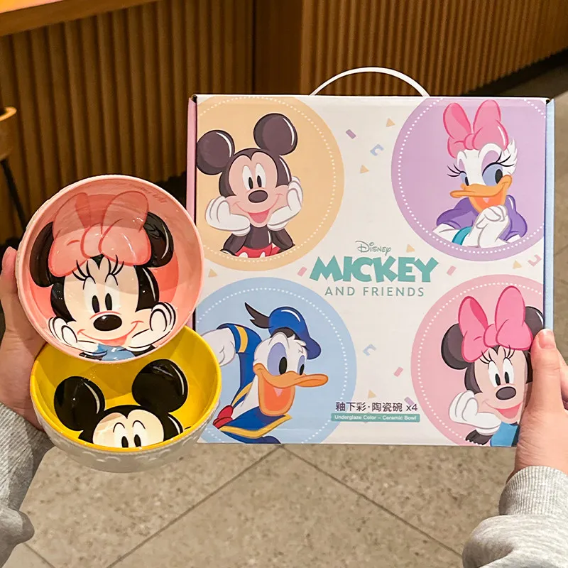 Disney Cute Mickey Minnie Dinner Bowls Set of 4