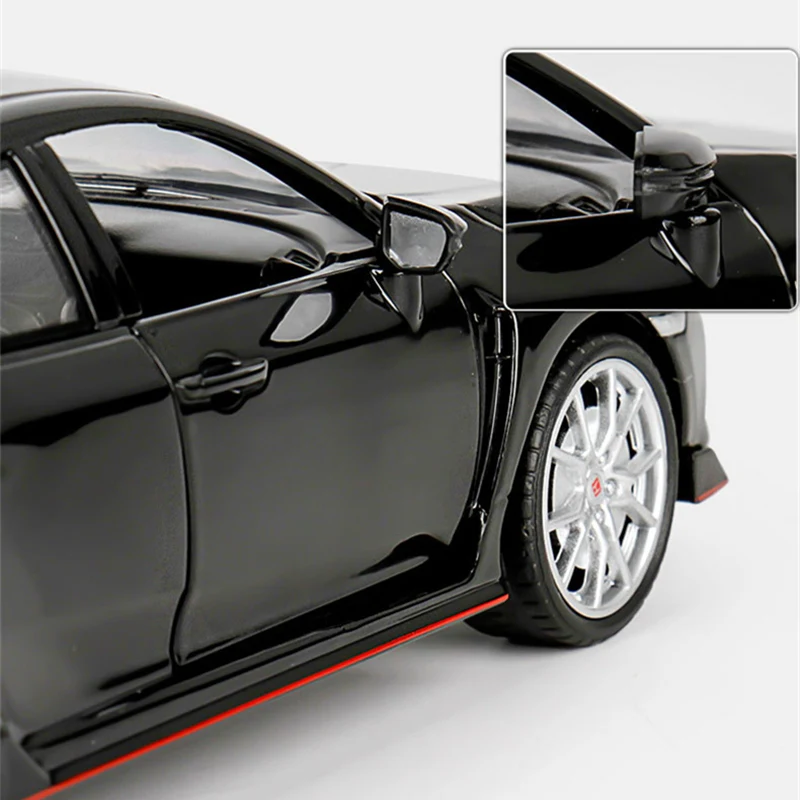 1:24 HONDA CIVIC TYPE R Alloy Sports Car Model Diecast Toy Racing Car Model Sound and Light