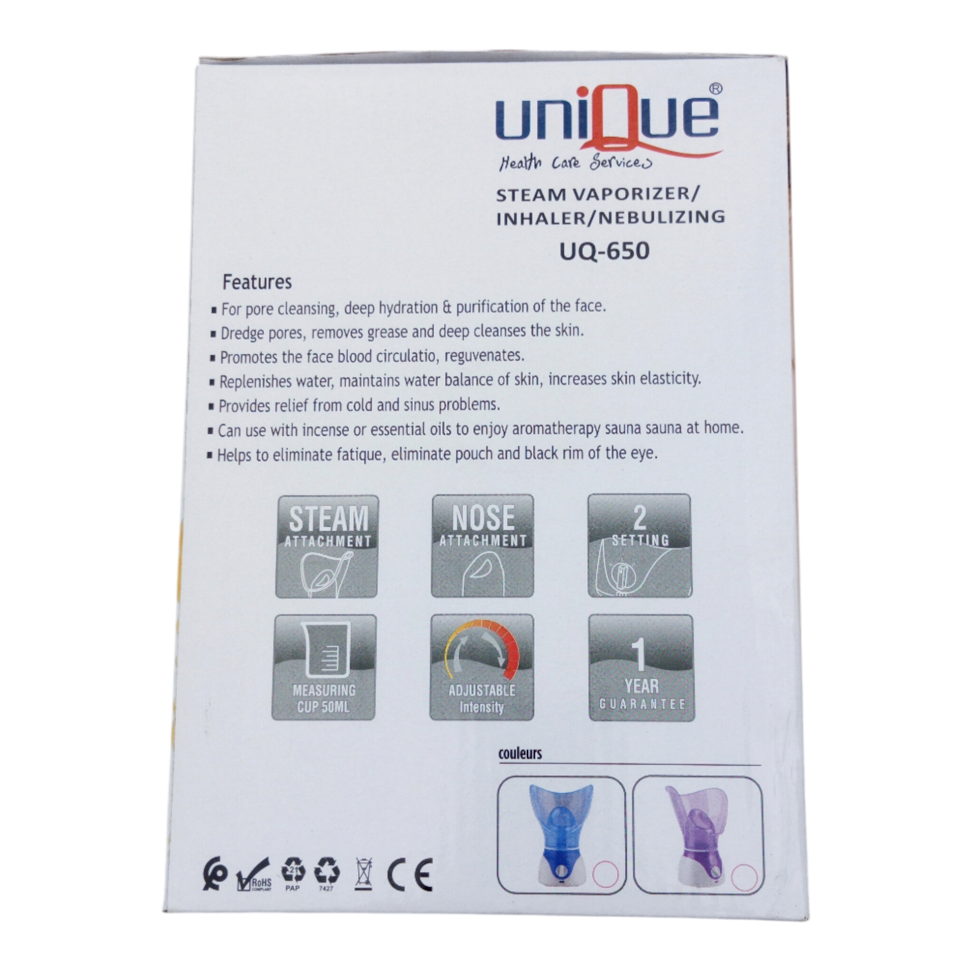 Unique Facial Steamer For Blocked Nose, Face Throat Steam Facial Humidifier UQ-650