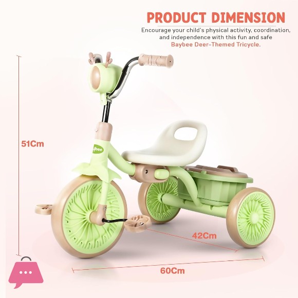 Baby Tricycle for Kids 2-5 Years Foldable Kids Cycle with Light and Music