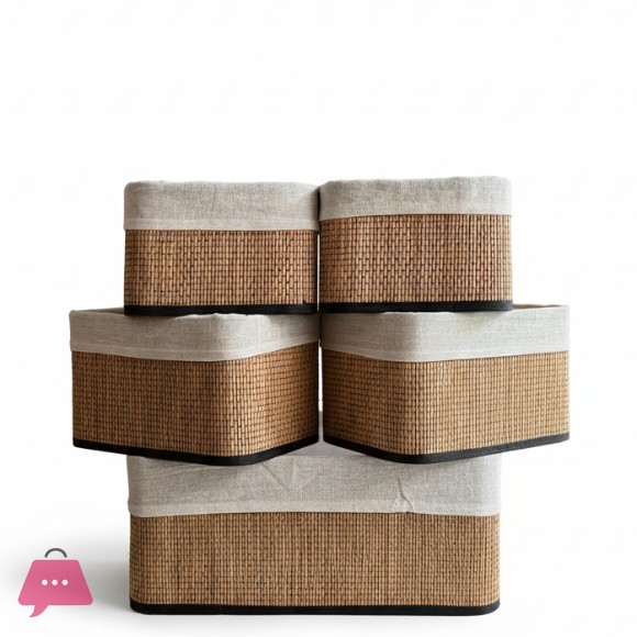 Rattan Rectangular Multipurpose Bamboo Basket 5-Piece